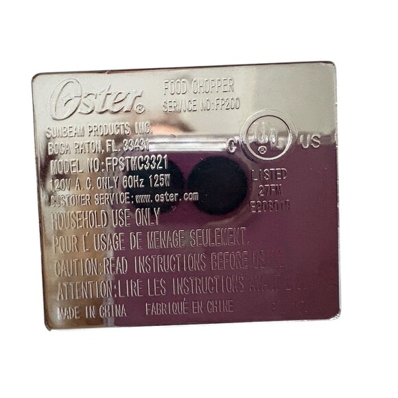 OSTER Mini Food Chopper Processor FP200 FPSTMC3321 TESTED WORKS - Picture 8 of 12